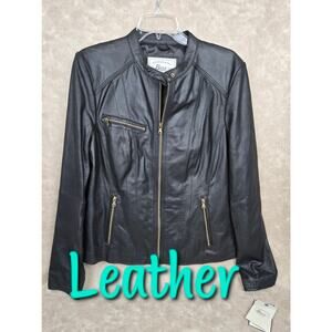 G.H.Bass & Co Black Genuine Leather Jacket XL X-Large NWT